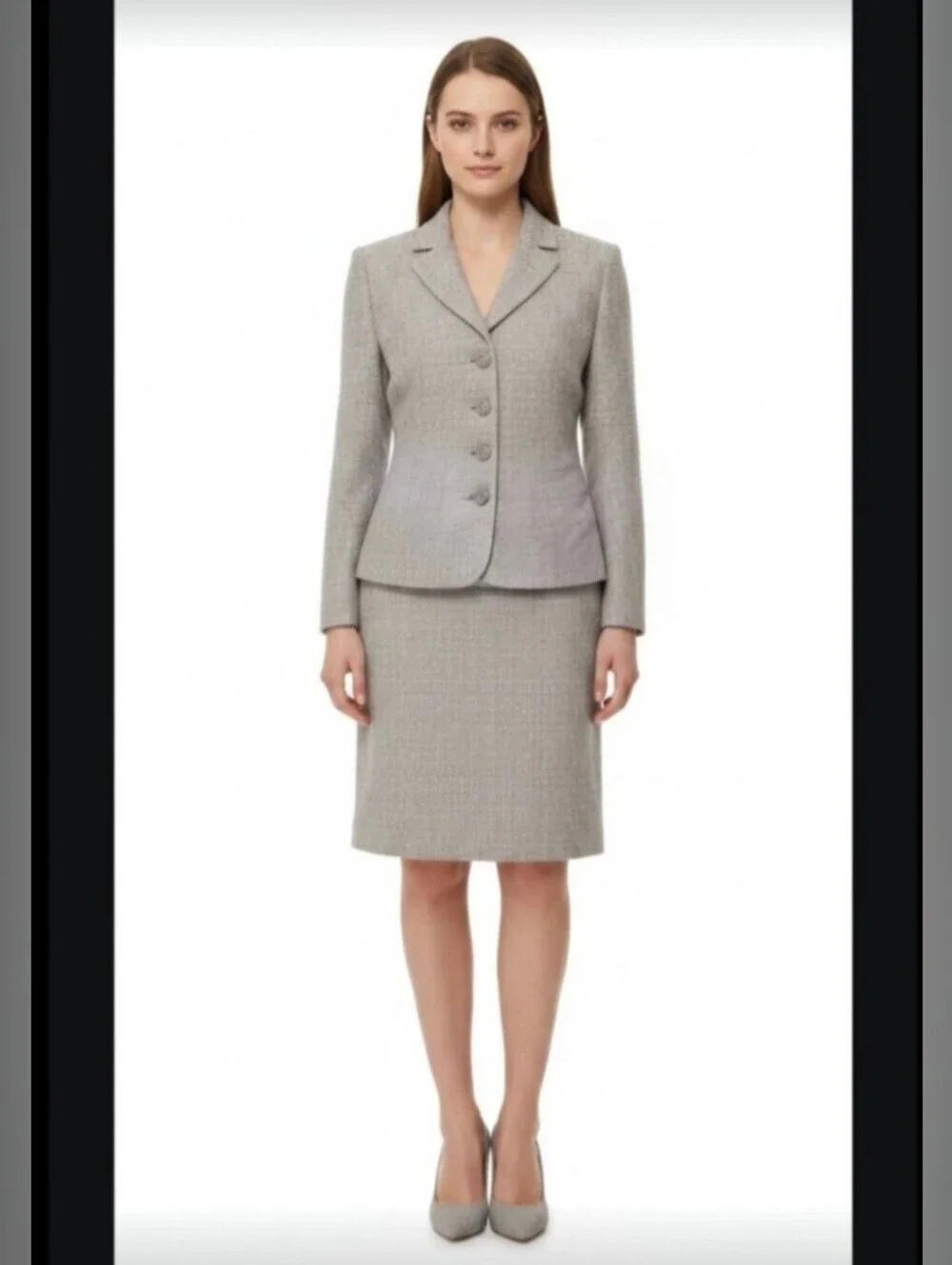 TAHARI! STUNNING PINK, CREAM, BEIGE/TAN NUBBY 2 PC SKIRT & JACKET SUIT SET! 6P